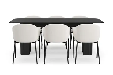 Kopparbo Spisebord 200-260 cm Uttrekkbart med 6 Filip Spisestoler - Svartbeiset eik - Møbler - Bord - Spisegrupper