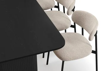 Kopparbo Spisebord 200-260 cm Uttrekkbart med 6 Lucy Spisestoler - Svartbeiset eik - Møbler - Bord - Spisegrupper