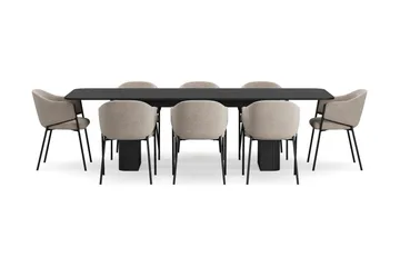 Kopparbo Spisebord 200-260 cm Uttrekkbart med 8 Filip Spisestoler - Svartbeiset eik - Møbler - Bord - Spisegrupper