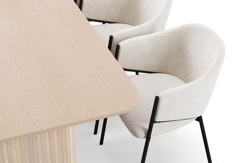 Kopparbo Spisebord 200-260 cm Uttrekkbart med ileggsplate med 6 Filip Spisestoler - Hvit / Hvit Bouclé - Møbler - Bord - Spisegrupper