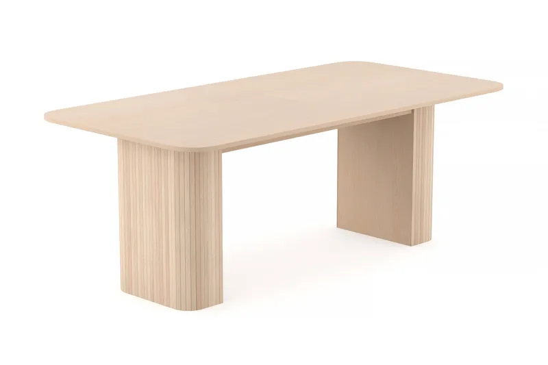 Kopparbo Spisebord 200-260 cm Uttrekkbart med ileggsplate med 8 Winston Spisestoler - Hvit / Beige / Metallben Svart - Møbler - Bord - Spisegrupper