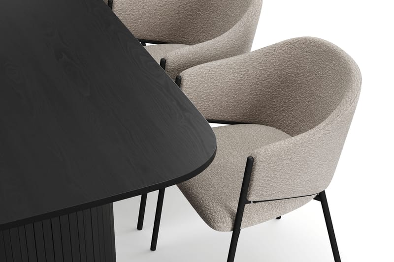 Kopparbo Spisebord 200 cm med 6 Filip Spisestoler - Svart / Taupe Bouclé - Møbler - Bord - Spisegrupper