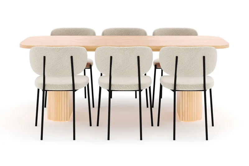 Kopparbo Spisebord 200 cm med 6 Gemmiano Stoler - Natur - Møbler - Bord - Spisegrupper