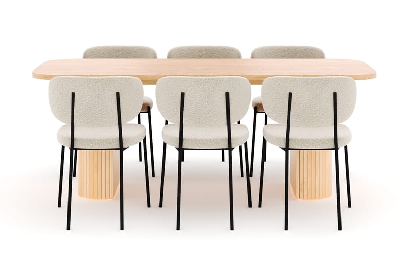 Kopparbo Spisebord 200 cm med 6 Gemmiano Stoler - Natur - Møbler - Bord - Spisegrupper