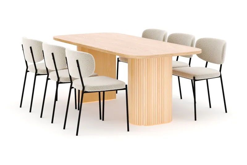 Kopparbo Spisebord 200 cm med 6 Gemmiano Stoler - Natur - Møbler - Bord - Spisegrupper