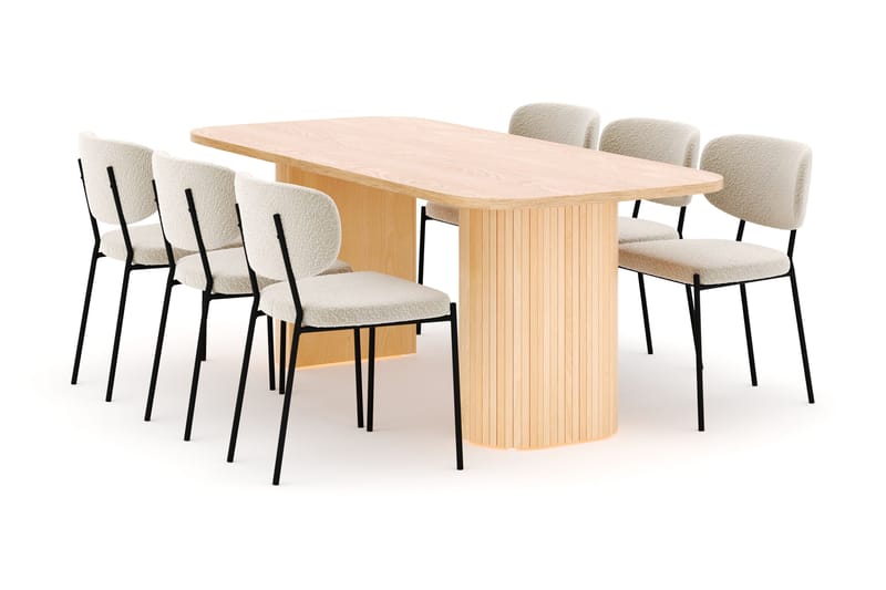 Kopparbo Spisebord 200 cm med 6 Gemmiano Stoler - Natur - Møbler - Bord - Spisegrupper