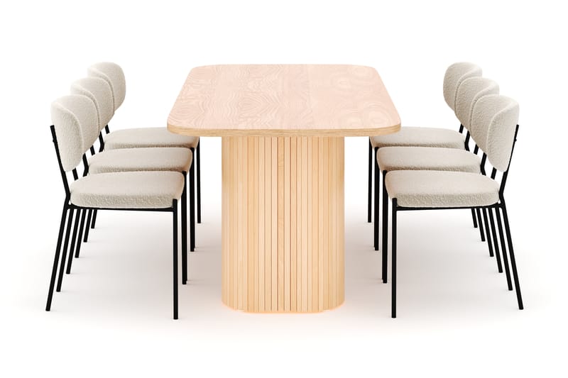 Kopparbo Spisebord 200 cm med 6 Gemmiano Stoler - Natur - Møbler - Bord - Spisegrupper