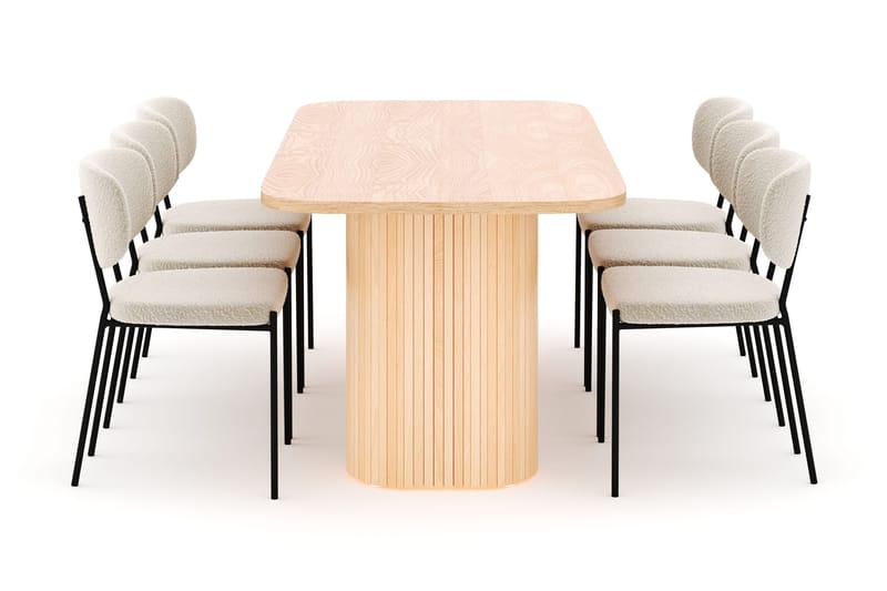 Kopparbo Spisebord 200 cm med 6 Gemmiano Stoler - Natur - Møbler - Bord - Spisegrupper