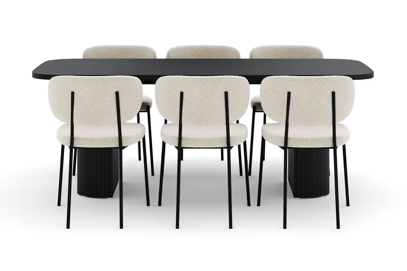 Kopparbo Spisebord 200 cm med 6 Gemmiano Stoler - Svart - Møbler - Bord - Spisegrupper