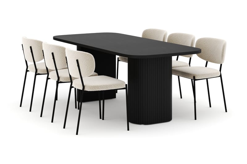 Kopparbo Spisebord 200 cm med 6 Gemmiano Stoler - Svart - Møbler - Bord - Spisegrupper
