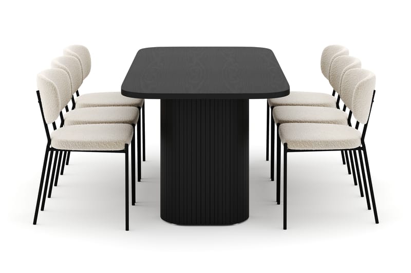 Kopparbo Spisebord 200 cm med 6 Gemmiano Stoler - Svart - Møbler - Bord - Spisegrupper