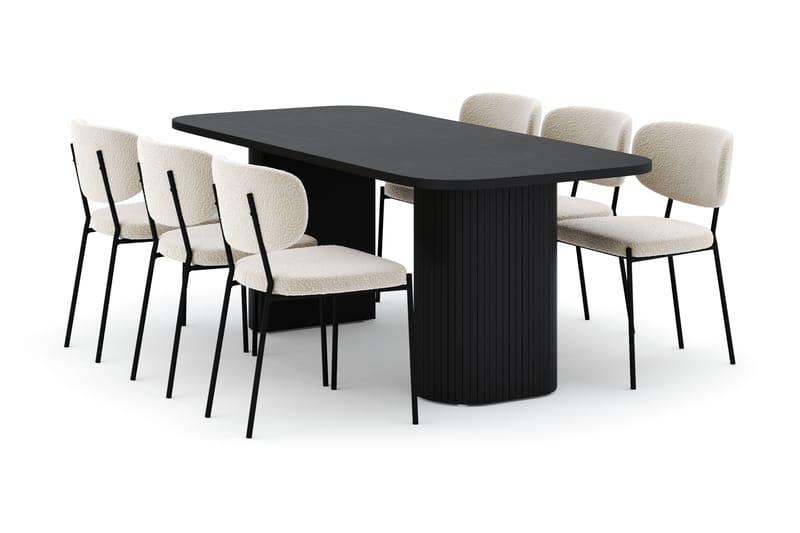 Kopparbo Spisebord 200 cm med 6 Gemmiano Stoler - Svart - Møbler - Bord - Spisegrupper