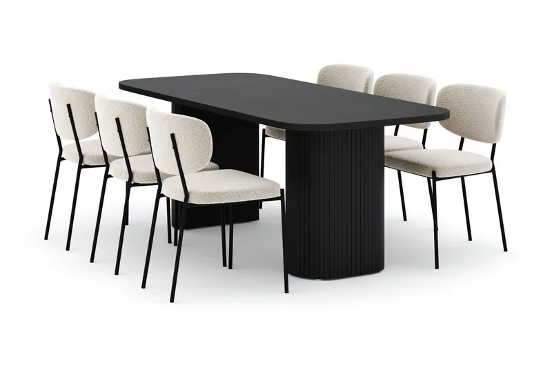 Kopparbo Spisebord 200 cm med 6 Gemmiano Stoler, Svart