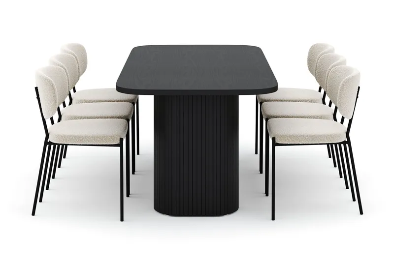 Kopparbo Spisebord 200 cm med 6 Gemmiano Stoler - Svart - Møbler - Bord - Spisegrupper