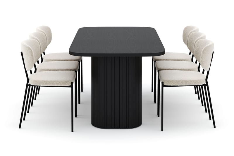 Kopparbo Spisebord 200 cm med 6 Gemmiano Stoler - Svart - Møbler - Bord - Spisegrupper