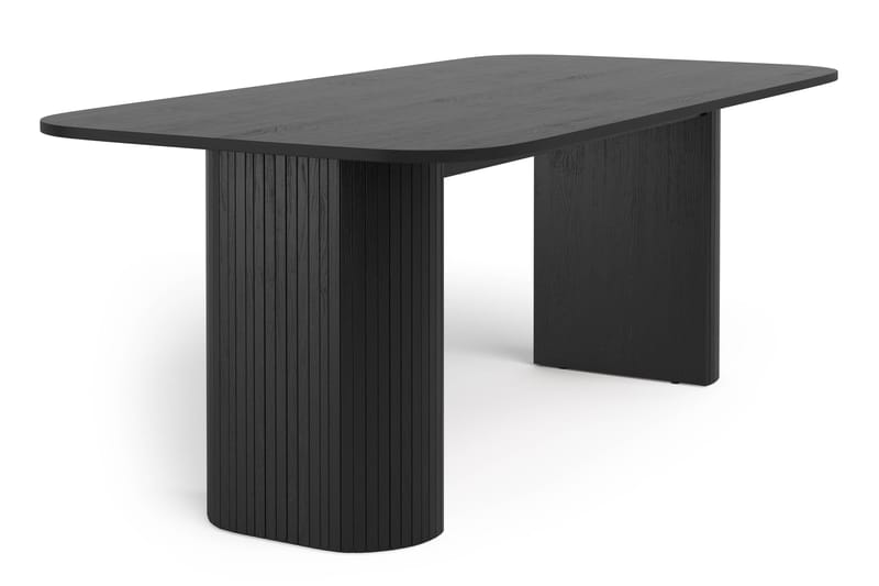 Kopparbo Spisebord 200 cm med 6 Lucy Spisestoler - Svart / Greige Bouclé / Metallben Svart - Møbler - Bord - Spisegrupper