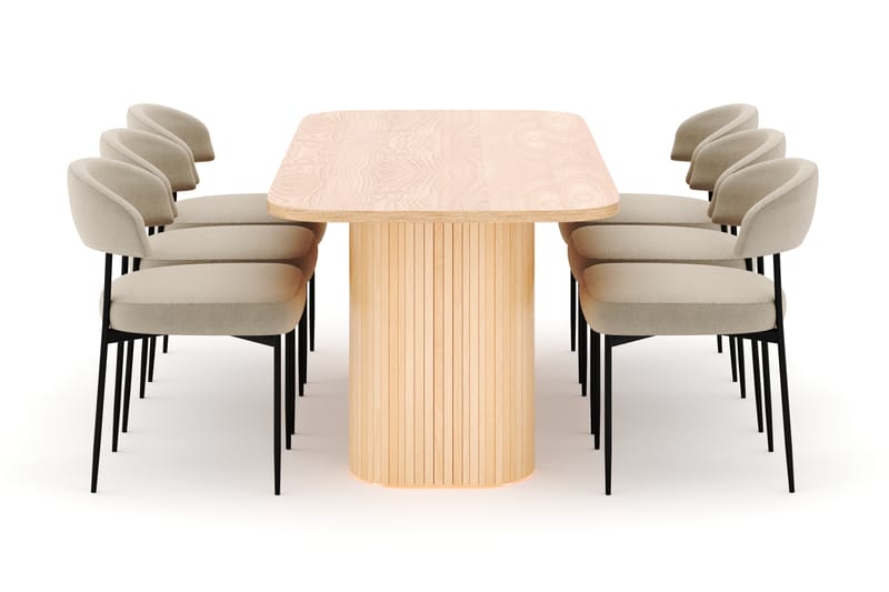 Kopparbo Spisebord 200 cm med 6 Sawako Stoler - Natur - Møbler - Bord - Spisegrupper