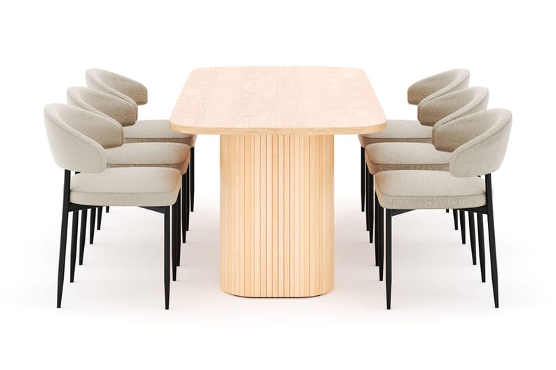 Kopparbo Spisebord 200 cm med 6 Sawako Stoler - Natur - Møbler - Bord - Spisegrupper