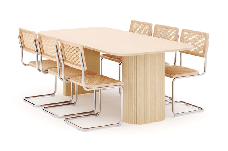 Kopparbo Spisebord 200 cm med 6 stk Build Matstkolar - Hvit - Møbler - Bord - Spisegrupper