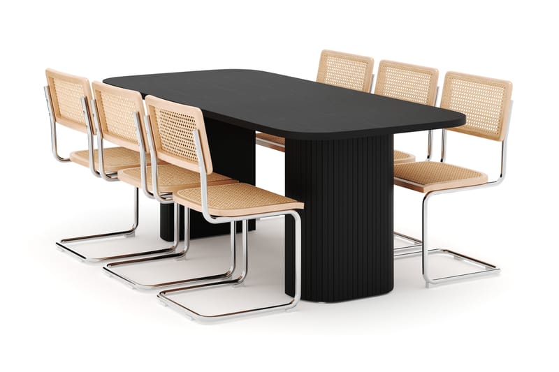 Kopparbo Spisebord 200 cm med 6 stk Build Matstkolar - Svart - Møbler - Bord - Spisegrupper