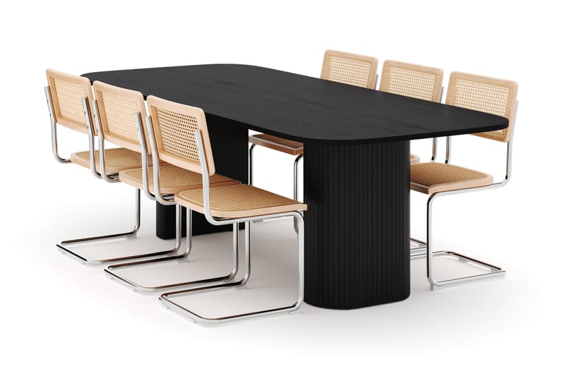 Kopparbo Spisebord 240 cm med 6 stk Build Matstkolar - Svart - Møbler - Bord - Spisegrupper