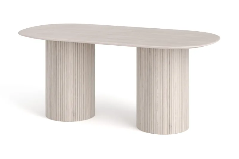 Kopparbo spisebord ovalt 180x90 cm finér, Hvitlasert eik