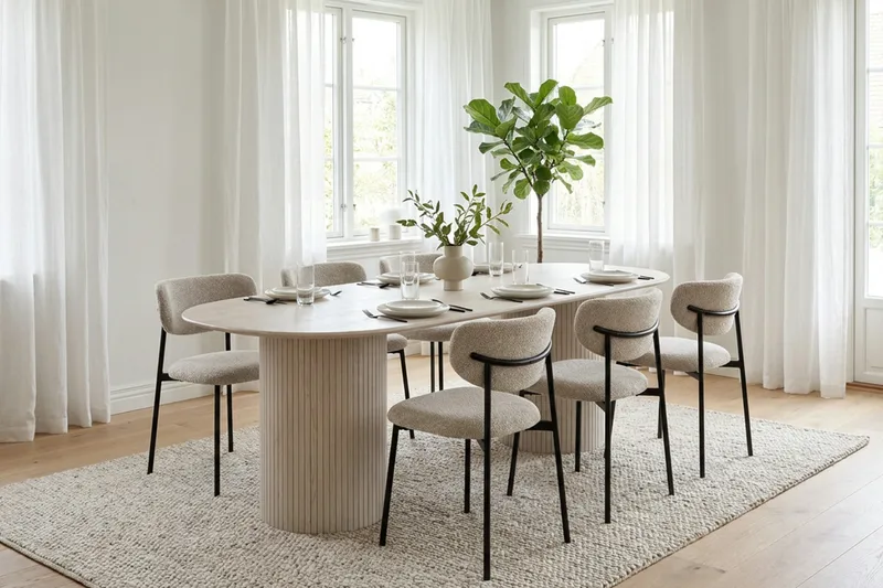 Kopparbo spisebord ovalt 180x90 cm finér - Hvitlasert - Møbler - Bord - Spisebord & kjøkkenbord