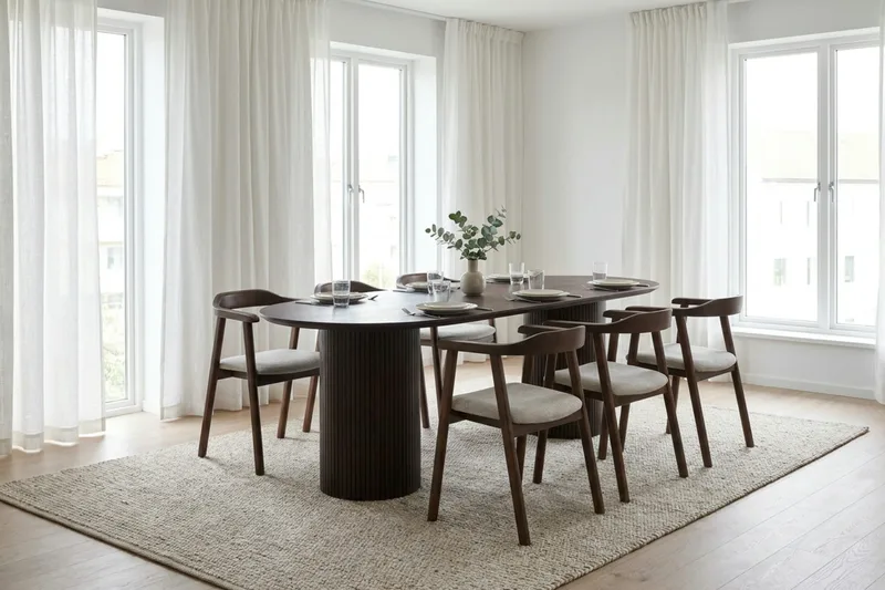 Kopparbo spisebord ovalt 180x90 cm finér - Røkt eik - Møbler - Bord - Spisebord & kjøkkenbord