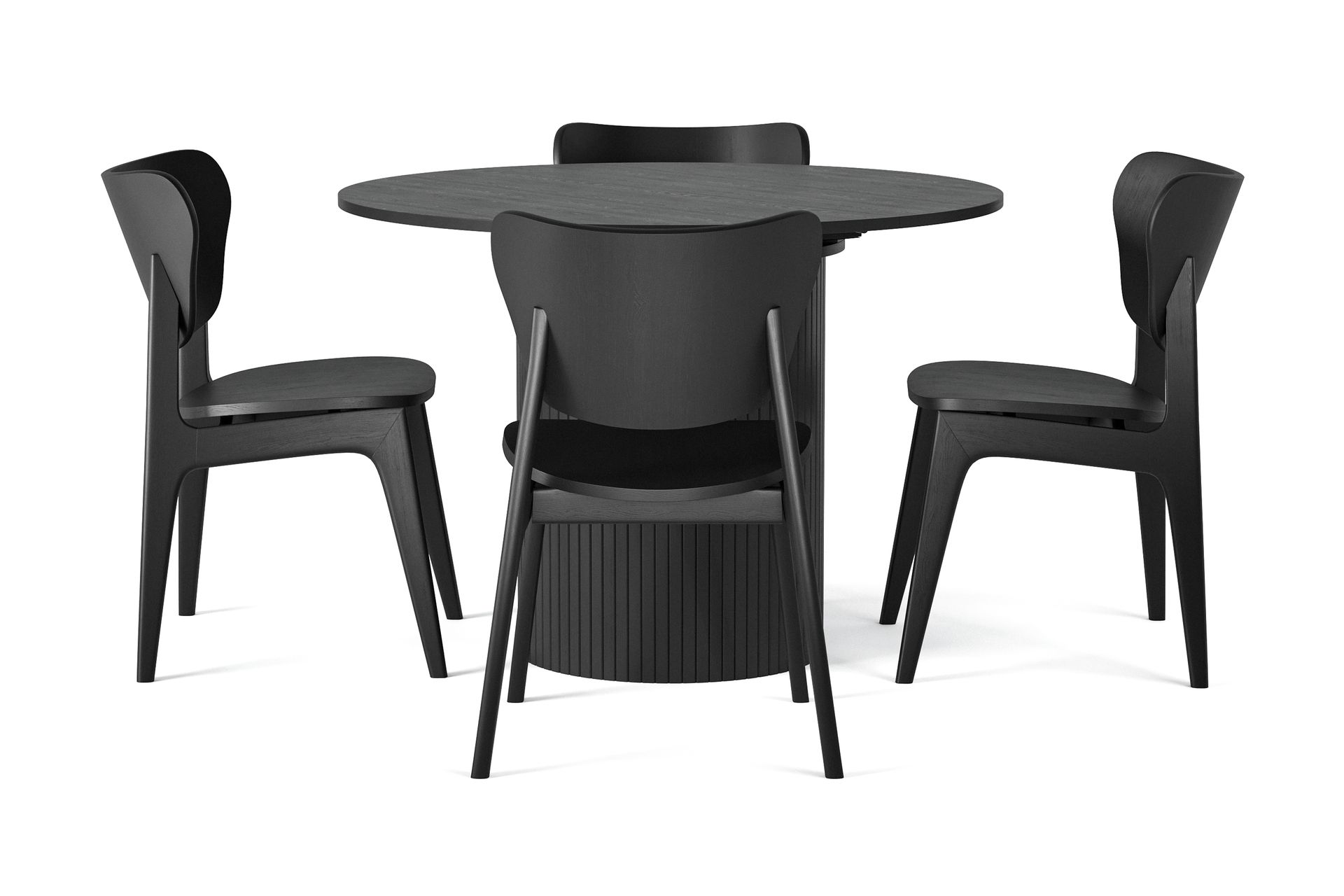 Kopparbo Spisebord Rundt 106-156 cm med 4 stk Jerup Spisestol - Svart - Møbler - Bord - Spisegrupper
