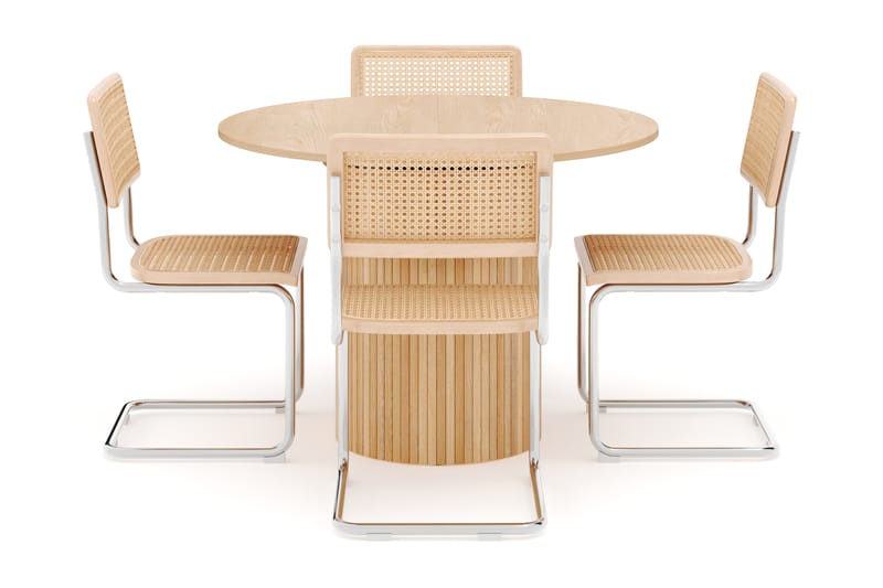 Kopparbo Spisebord Rundt 106 cm Forlengbart med 4 stk Build Matstkolar - Hvit - Møbler - Bord - Spisegrupper