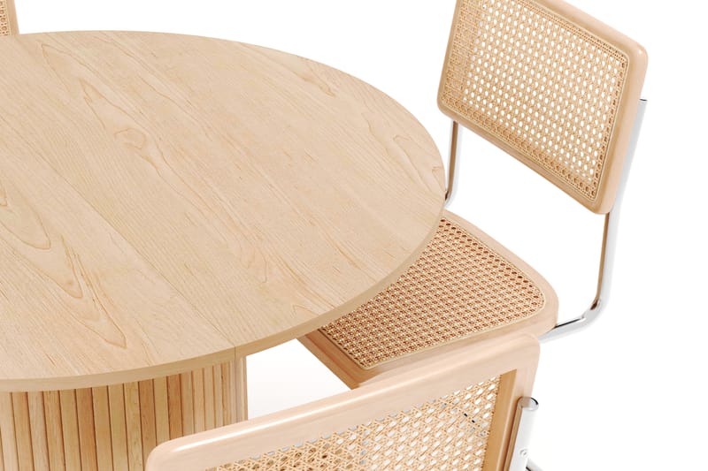 Kopparbo Spisebord Rundt 106 cm Forlengbart med 4 stk Build Matstkolar - Hvit - Møbler - Bord - Spisegrupper
