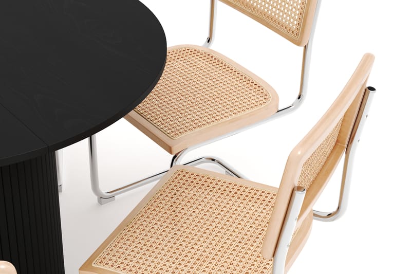 Kopparbo Spisebord Rundt 106 cm Forlengbart med 6 stk Build Matstkolar - Svart - Møbler - Bord - Spisegrupper