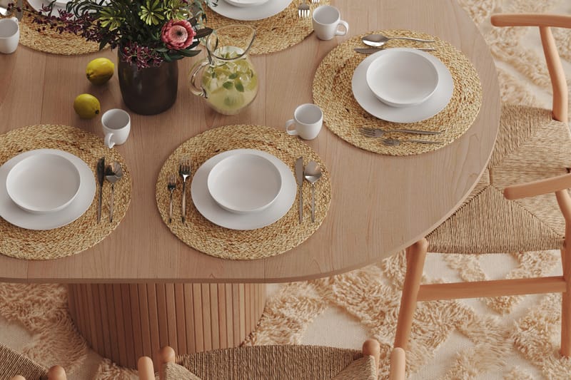 Kopparbo Spisebord Rundt 106 cm - Lyst hvitlasert eik - Spisebord & kjøkkenbord