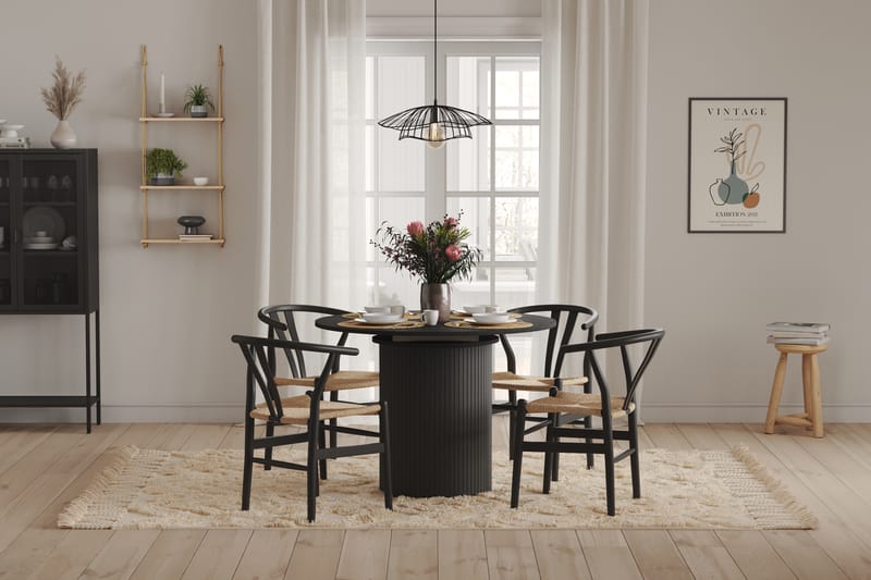 Kopparbo Spisebord Rundt 106-156 cm - Svart Tre - Møbler - Bord - Spisebord & kjøkkenbord