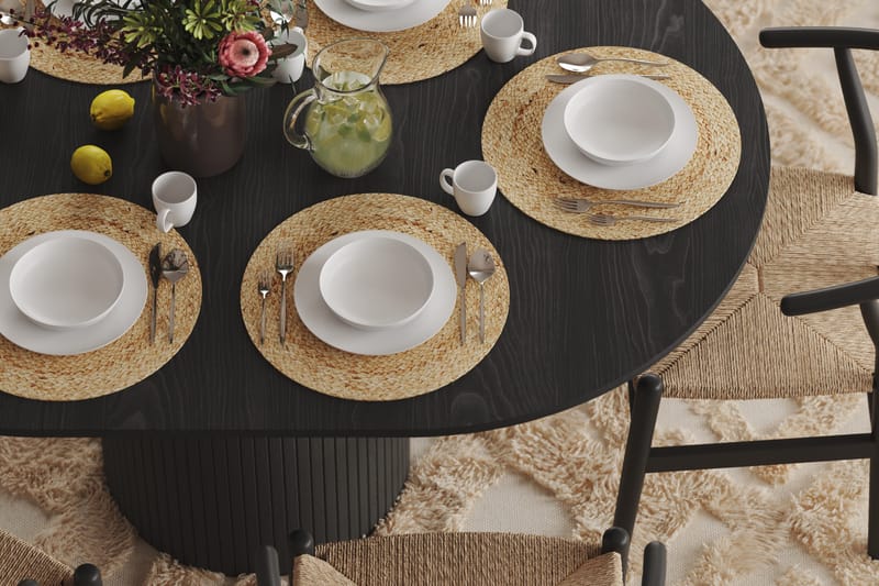 Kopparbo Spisebord Rundt 106-156 cm - Svart Tre - Møbler - Bord - Spisebord & kjøkkenbord