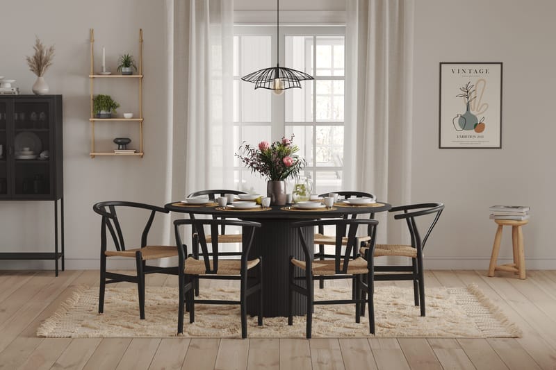 Kopparbo Spisebord Rundt 106-156 cm - Svart Tre - Møbler - Bord - Spisebord & kjøkkenbord