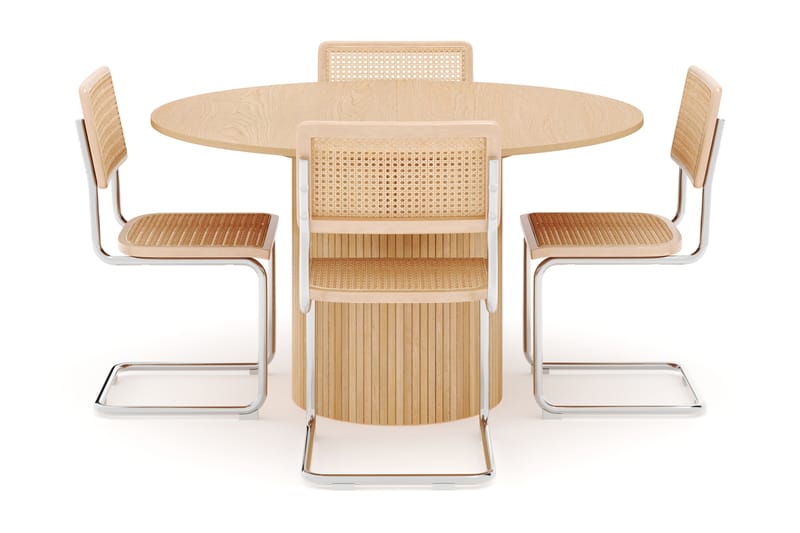 Kopparbo Spisebord Rundt 130 cm Forlengbart med 4 stk Build Matstkolar - Hvit - Møbler - Bord - Spisegrupper