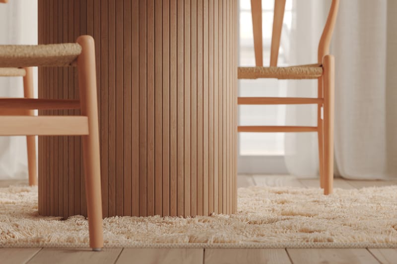 Kopparbo Rundt Spisebord 130 cm Utvidbart med tilleggsplate - Hvitlasert Eik / Lys beige - Møbler - Bord - Spisebord & kjøkkenbord
