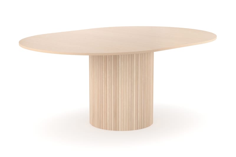 Kopparbo Rundt Spisebord 130 cm Utvidbart med tilleggsplate - Hvitlasert Eik / Lys beige - Møbler - Bord - Spisebord & kjøkkenbord