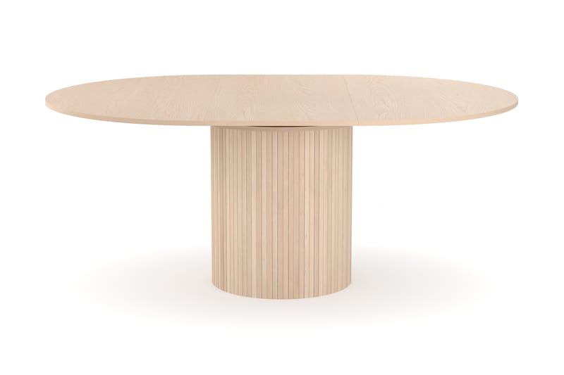 Kopparbo Rundt Spisebord 130 cm Utvidbart med tilleggsplate - Hvitlasert Eik / Lys beige - Møbler - Bord - Spisebord & kjøkkenbord