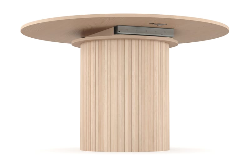 Kopparbo Rundt Spisebord 130 cm Utvidbart med tilleggsplate - Hvitlasert Eik / Lys beige - Møbler - Bord - Spisebord & kjøkkenbord