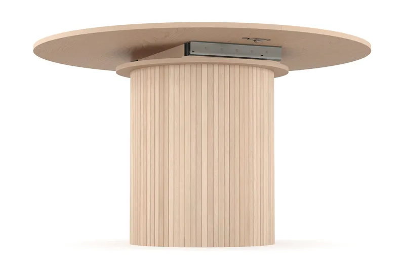 Kopparbo Rundt Spisebord 130 cm Utvidbart med tilleggsplate - Hvitlasert Eik / Lys beige - Møbler - Bord - Spisebord & kjøkkenbord