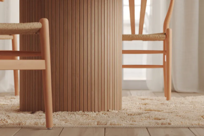 Kopparbo Rundt Spisebord 130 cm Utvidbart med tilleggsplate - Hvitlasert Eik / Lys beige - Møbler - Bord - Spisebord & kjøkkenbord