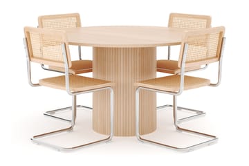 Kopparbo Spisebord Rundt 130 cm med 4 stk Build Matstkolar - Beige - Møbler - Bord - Spisegrupper