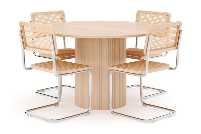 Kopparbo Spisebord Rundt 130 cm med 4 stk Build Matstkolar - Beige - Møbler - Bord - Spisegrupper