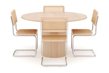 Kopparbo Spisebord Rundt 130 cm med 4 stk Build Matstkolar - Beige - Møbler - Bord - Spisegrupper