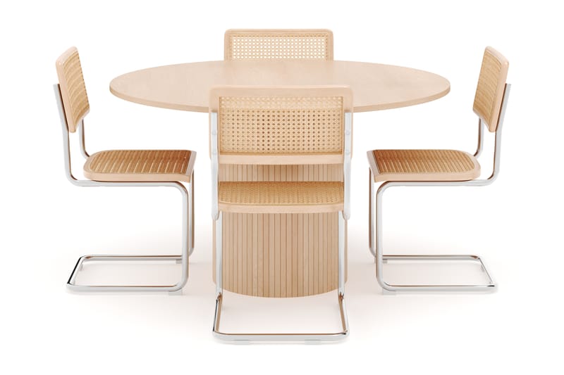 Kopparbo Spisebord Rundt 130 cm med 4 stk Build Matstkolar - Beige - Møbler - Bord - Spisegrupper