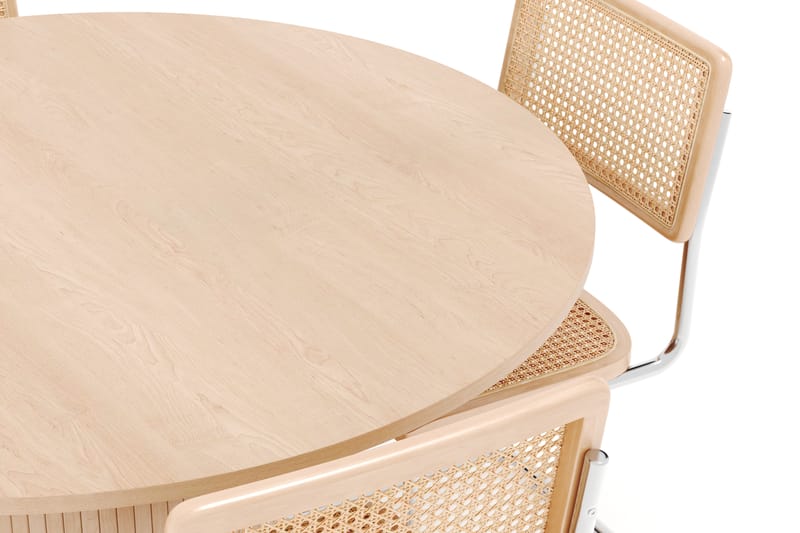Kopparbo Spisebord Rundt 130 cm med 4 stk Build Matstkolar - Beige - Møbler - Bord - Spisegrupper