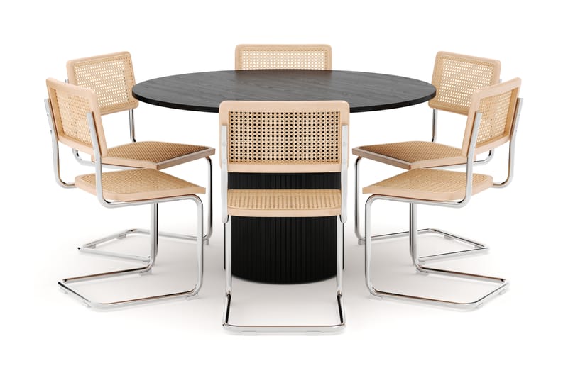 Kopparbo Spisebord Rundt 130 cm med 6 stk Build Matstkolar - Svart - Møbler - Bord - Spisegrupper