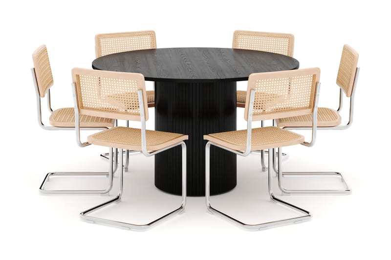 Kopparbo Spisebord Rundt 130 cm med 6 stk Build Matstkolar - Svart - Møbler - Bord - Spisegrupper